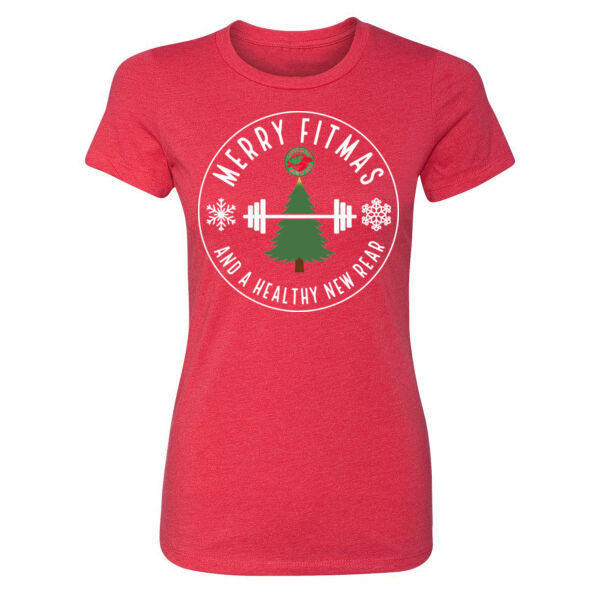 MERRY FITMAS & A HEALTHY NEW REAR - WOMEN'S FITTED T-SHIRT - $641KTV$ Thumbnail
