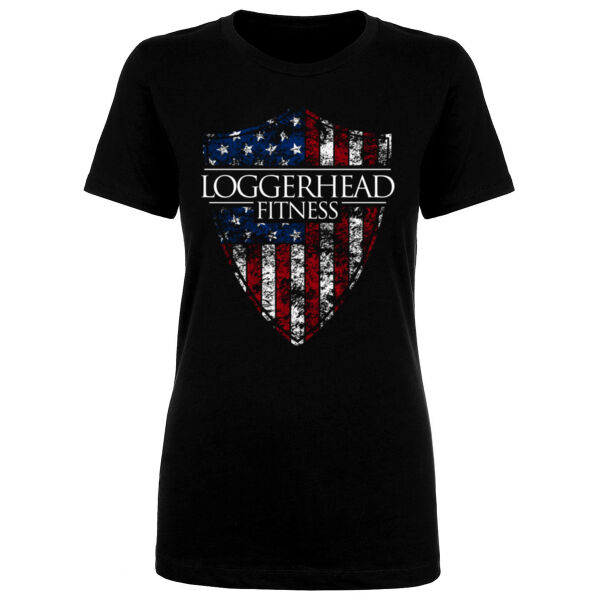 FULL COLOR SHIELD FLAG - WOMEN'S FITTED T-SHIRT - $H19N3A$ Thumbnail